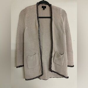 Women's Cream Sweater with chain Trim size small